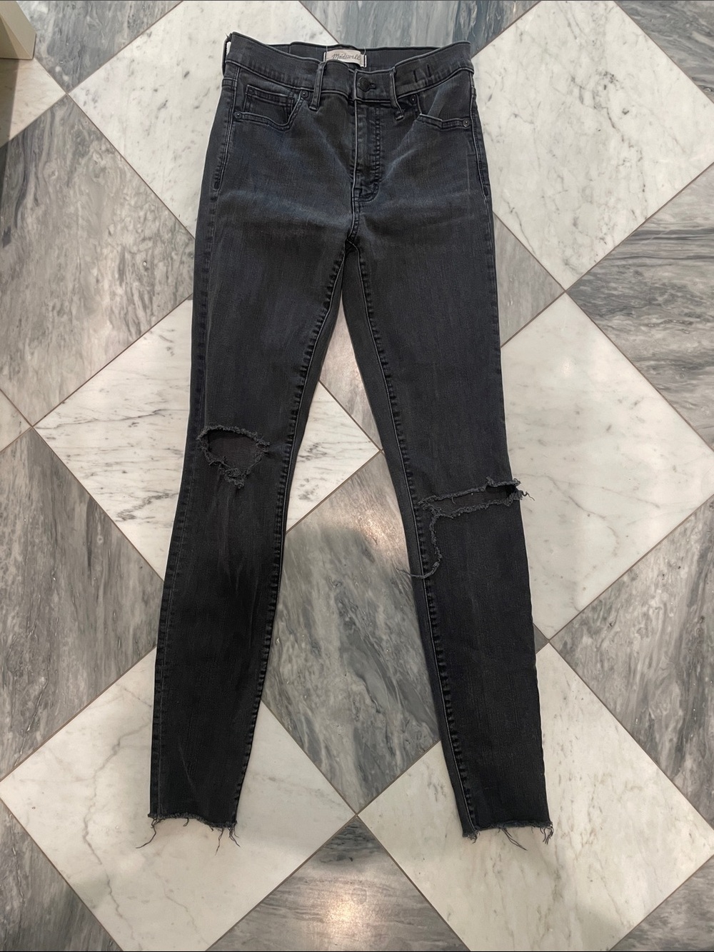 Madewell Black Distressed Skinny Jeans